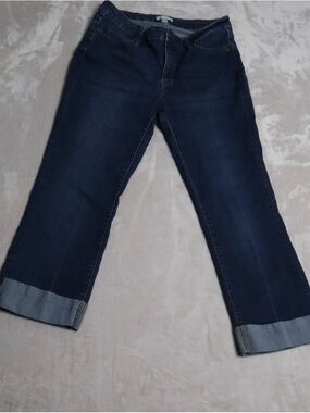New York & Company Dark Blue Wide-Leg Cropped Jeans